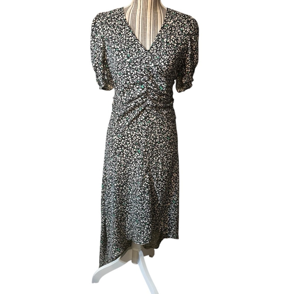 NWT A New Day Black White Floral Dress Asymmetrical Hem Short Sleeve Flowy